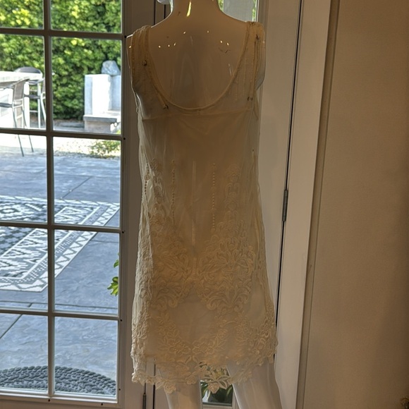 Free People Troy Ivory Embroidered Lacey Mesh Mini Slip Dress Size XS - Picture 5 of 15
